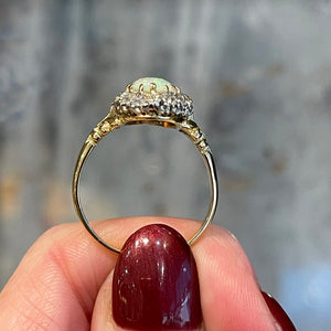 Antique Opal Diamond Marquis Ring