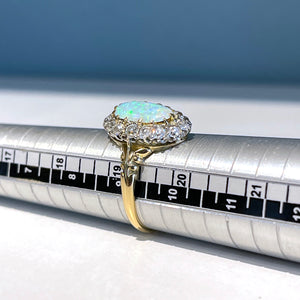 Antique Opal Diamond Marquis Ring