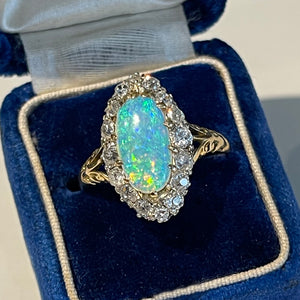 Antique Opal Diamond Marquis Ring