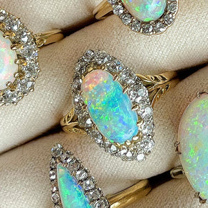 Antique Opal Diamond Marquis Ring