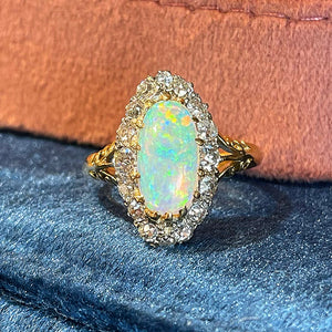 Antique Opal Diamond Marquis Ring