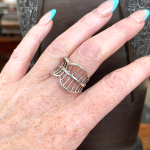 Mid-Century Scandinavian Silver Abstract Leaf Ring