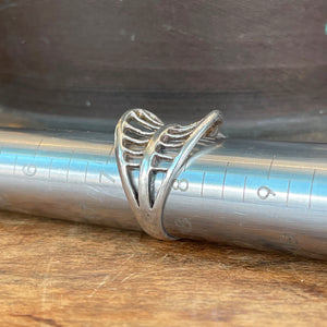 Mid-Century Scandinavian Silver Abstract Leaf Ring