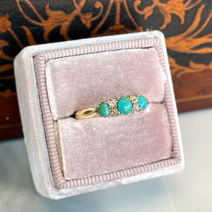 Edwardian Turquoise Diamond 7 Stone RIng from 1902