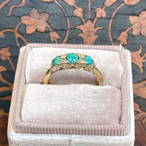 Edwardian Turquoise Diamond 7 Stone RIng from 1902