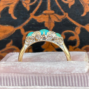 Edwardian Turquoise Diamond 7 Stone RIng from 1902