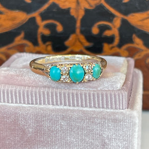 Edwardian Turquoise Diamond 7 Stone RIng from 1902