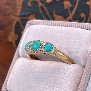 Edwardian Turquoise Diamond 7 Stone RIng from 1902