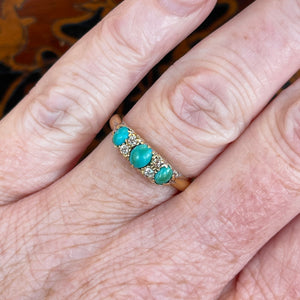 Edwardian Turquoise Diamond 7 Stone RIng from 1902