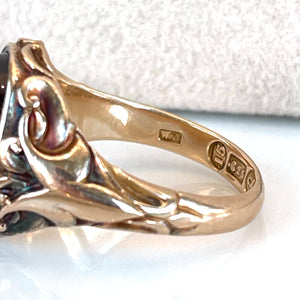 Victorian 15k Gold Garnet Cabochon Ring Carbuncle Hallmarked 1858