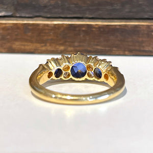 Antique Victorian Sapphire and Diamond Ring in 18k Gold