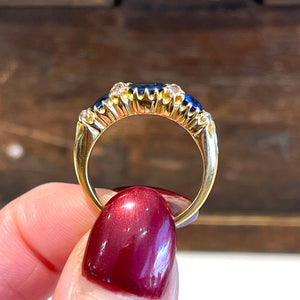 Antique Victorian Sapphire and Diamond Ring in 18k Gold