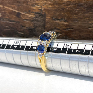 Antique Victorian Sapphire and Diamond Ring in 18k Gold