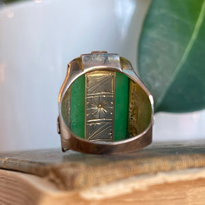 Retro Unisex Jade Gold Ring 18k 1950s