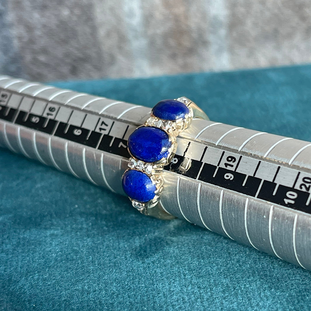 Victorian Lapis Lazuli and Diamond Ring in 18 Karat Gold