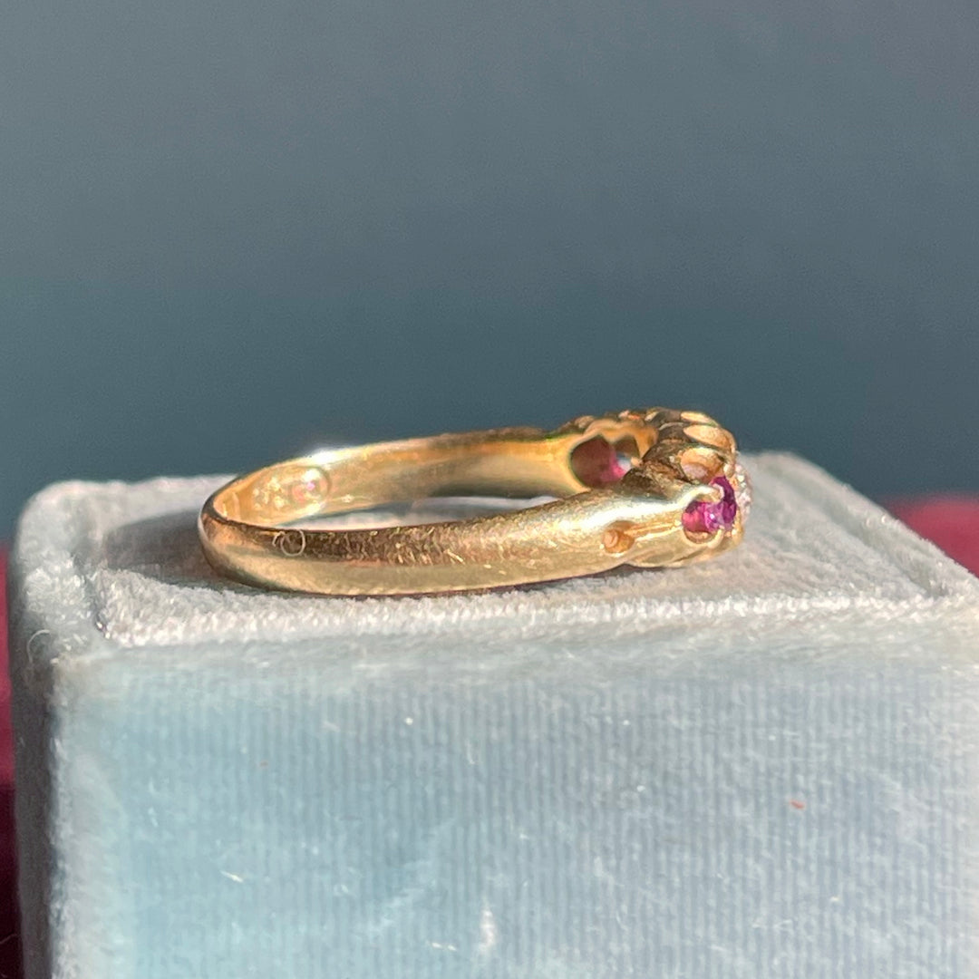 Victorian Ruby Diamond Gold Ring, Birmingham 1900