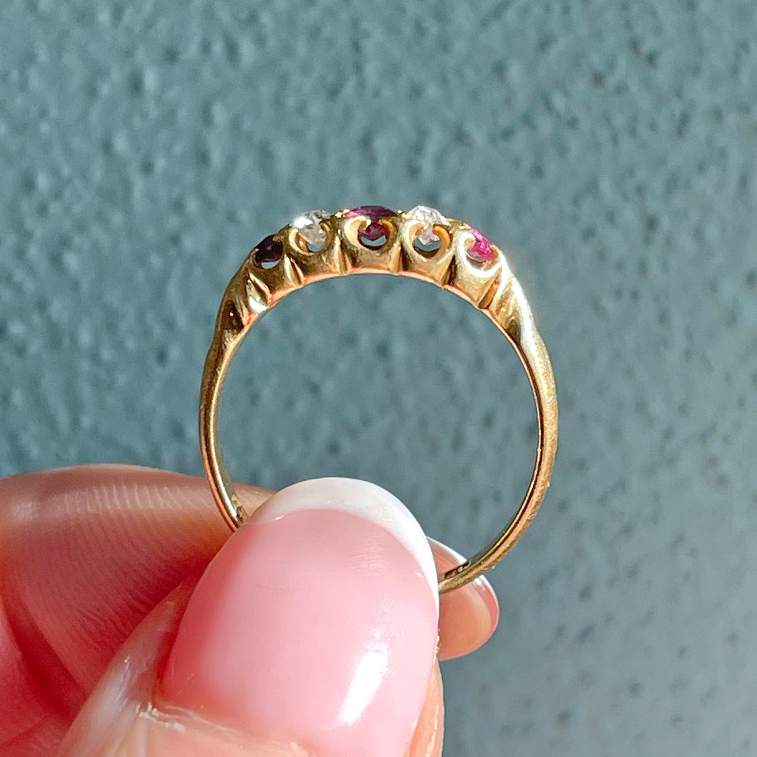 Victorian Ruby Diamond Gold Ring, Birmingham 1900