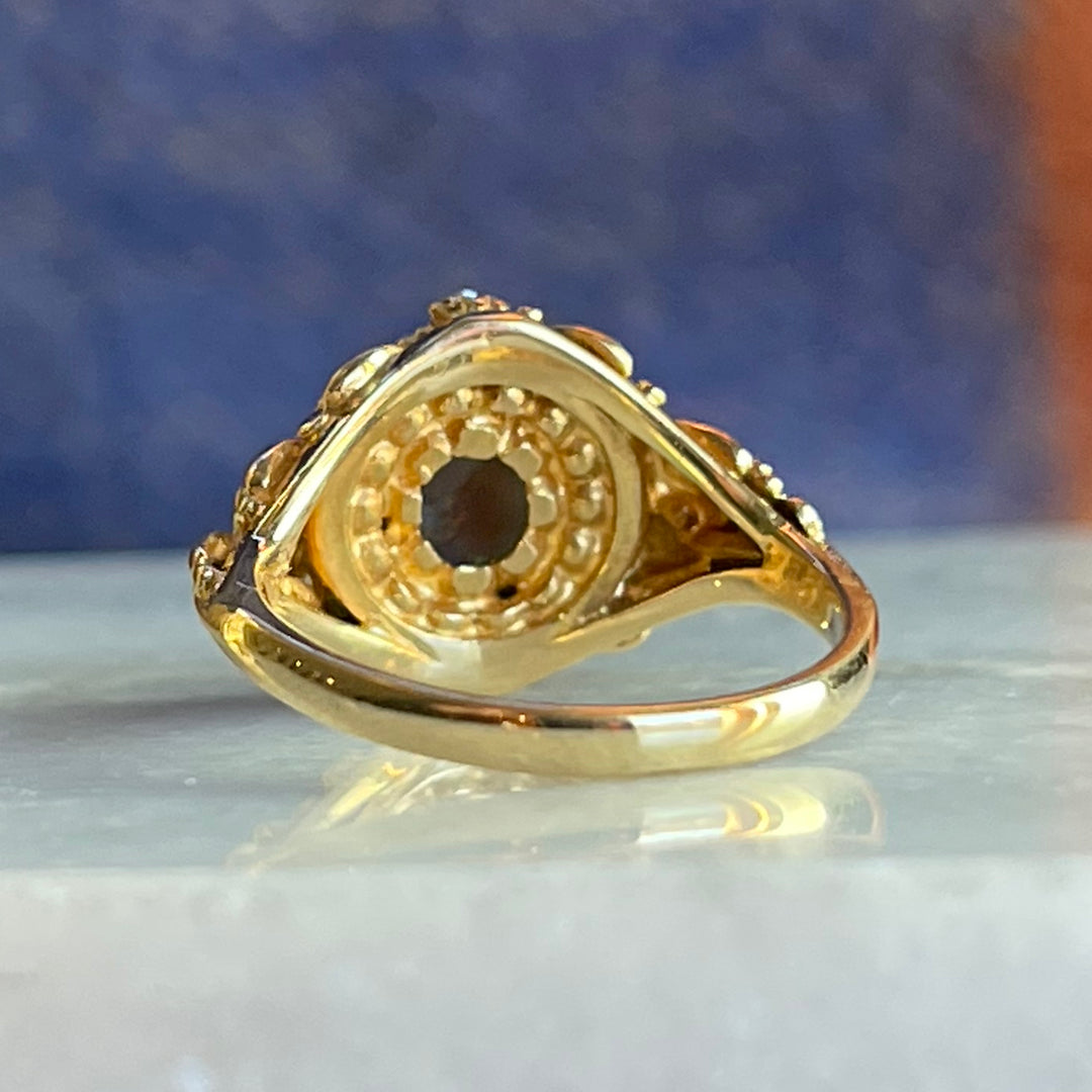 Floral Art Nouveau Opal and Diamond Ring, c. 1900