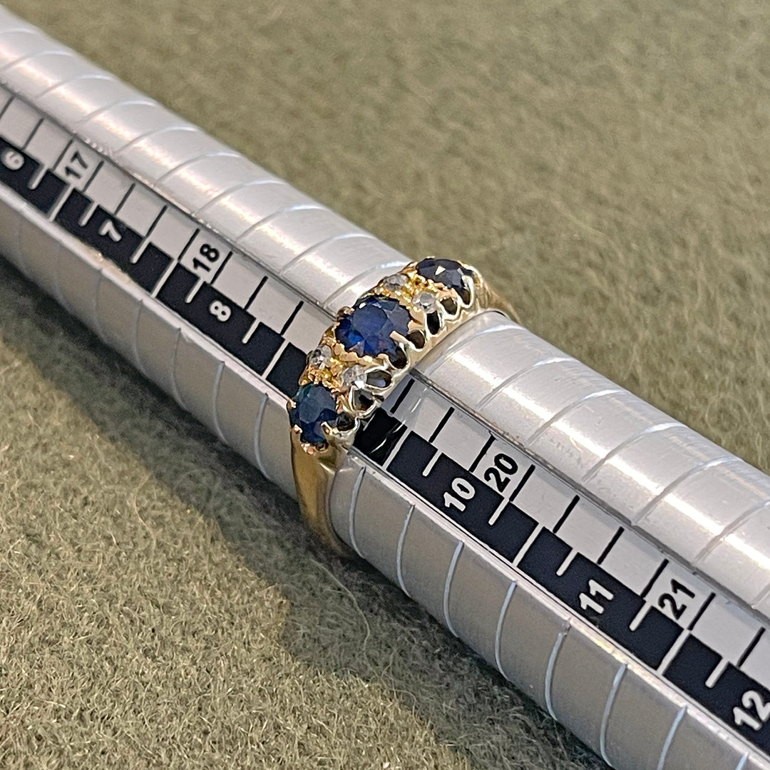 Victorian Sapphire Diamond Ring 18k Gold