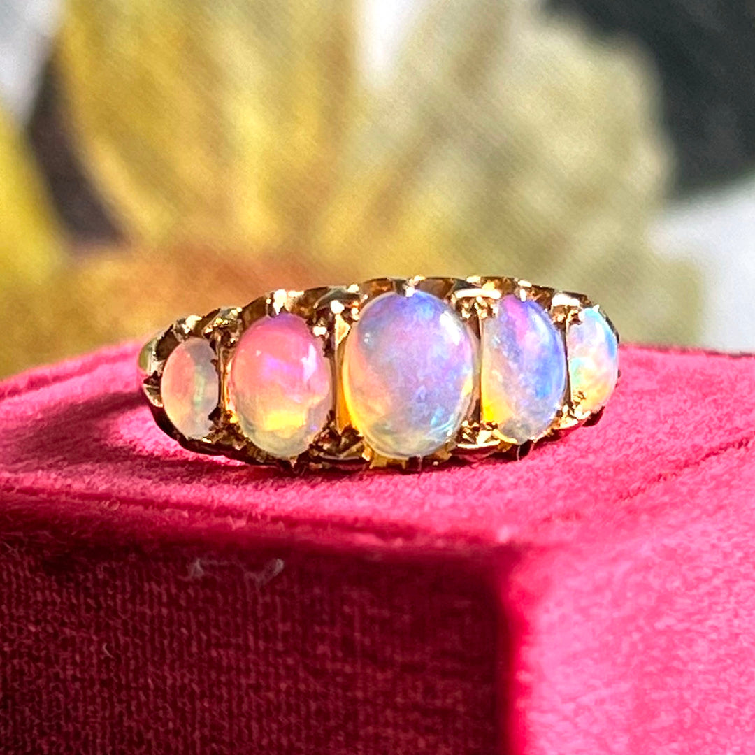 Antique Victorian Opal Gold Ring, Birmingham 1911