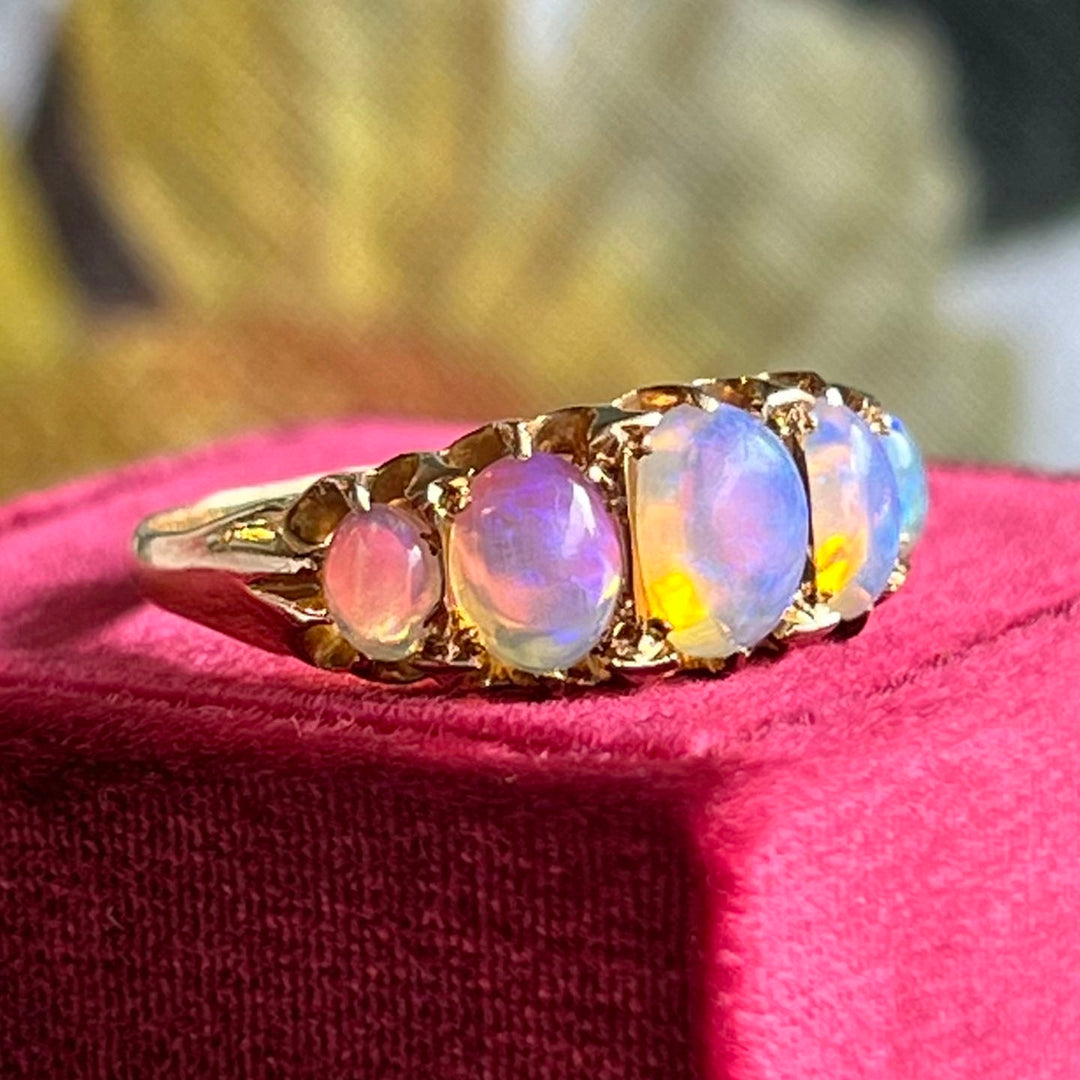 Antique Victorian Opal Gold Ring, Birmingham 1911