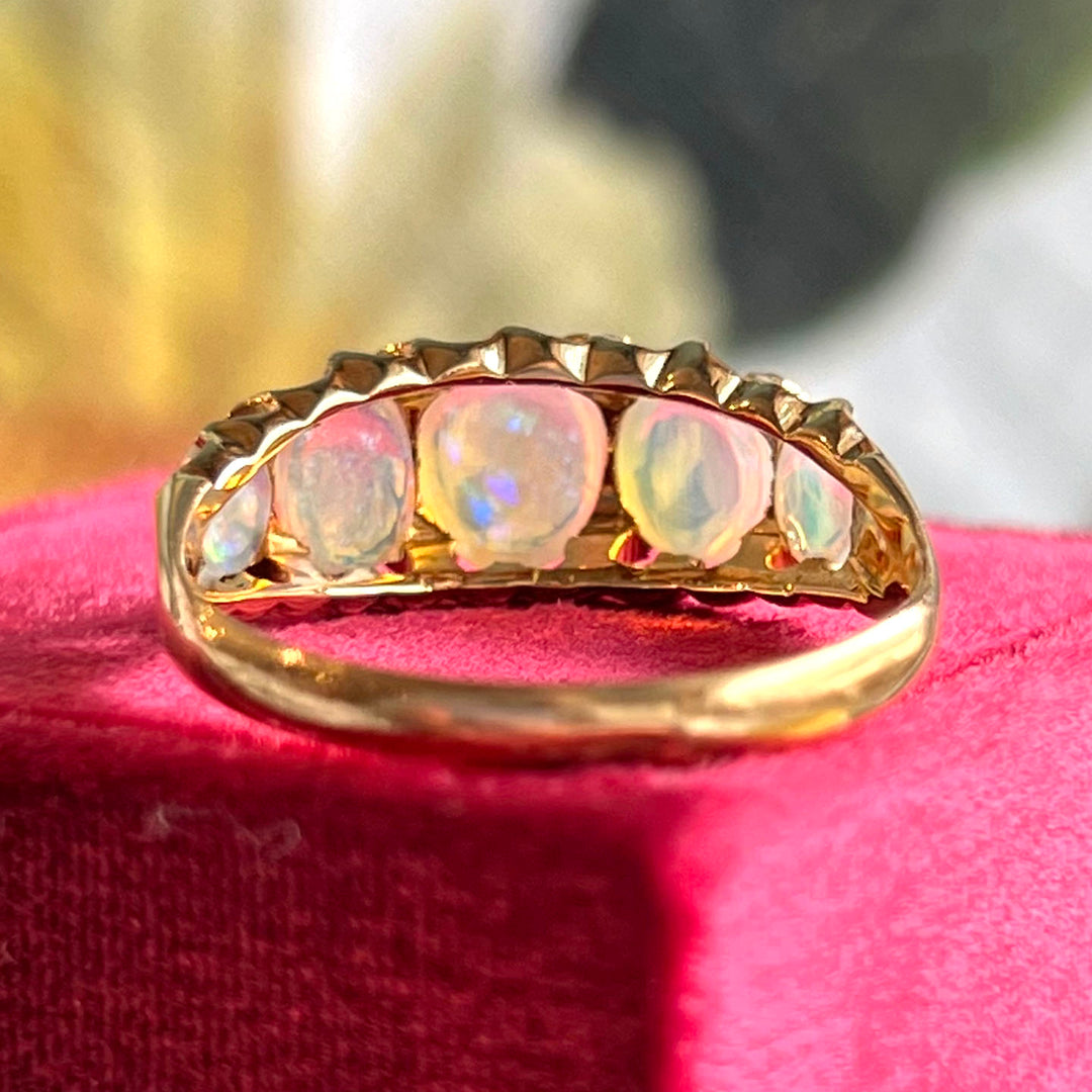 Antique Victorian Opal Gold Ring, Birmingham 1911