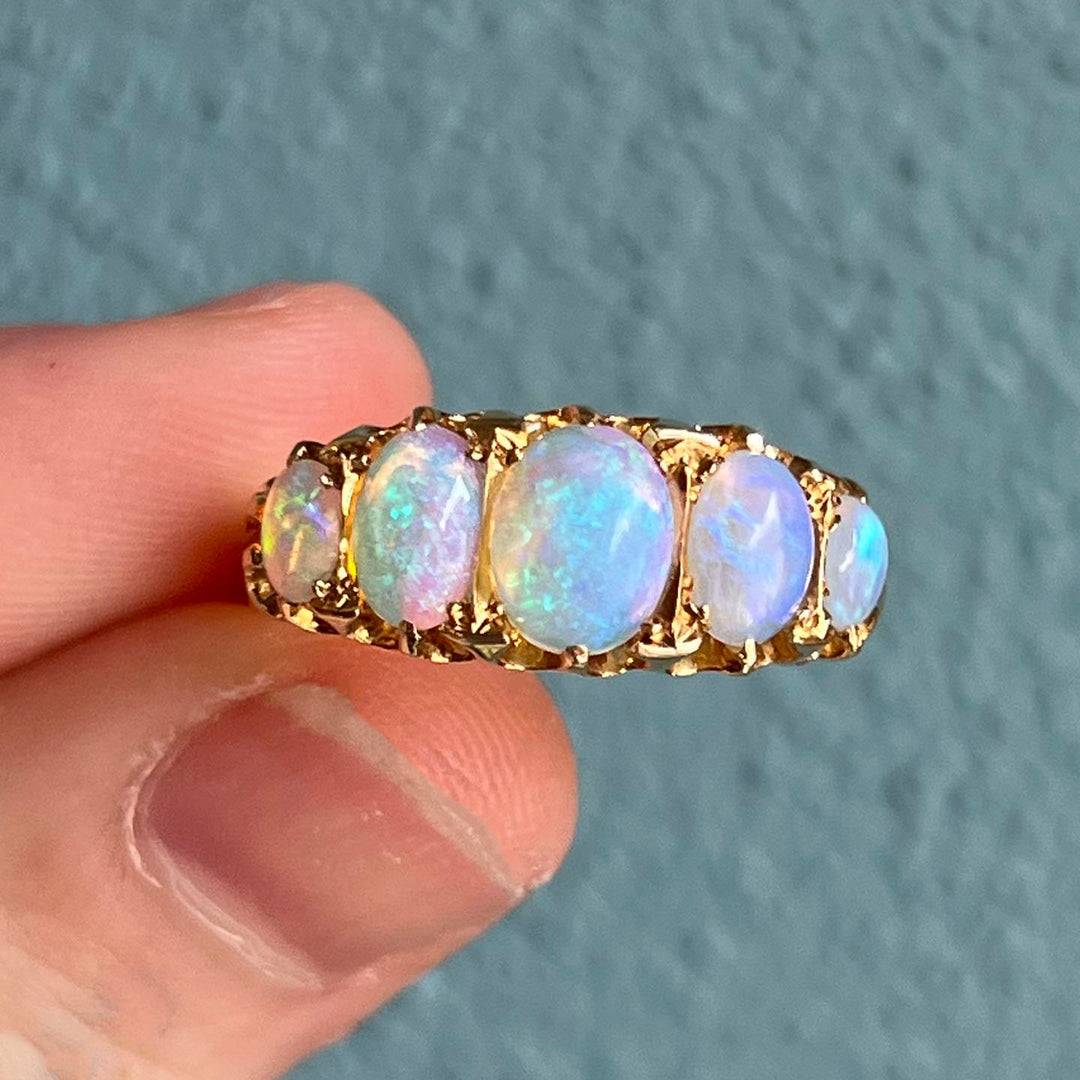 Antique Victorian Opal Gold Ring, Birmingham 1911
