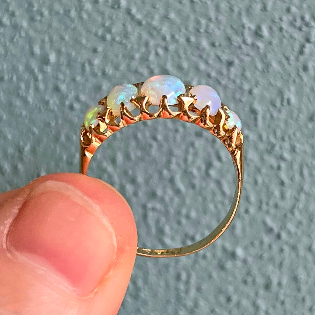Antique Victorian Opal Gold Ring, Birmingham 1911