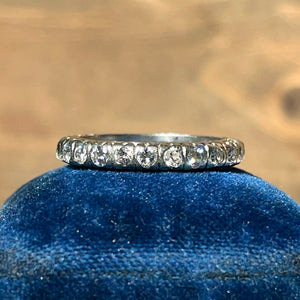 Mid Century 1950s Platinum Diamond Eternity Band Ring Wedding