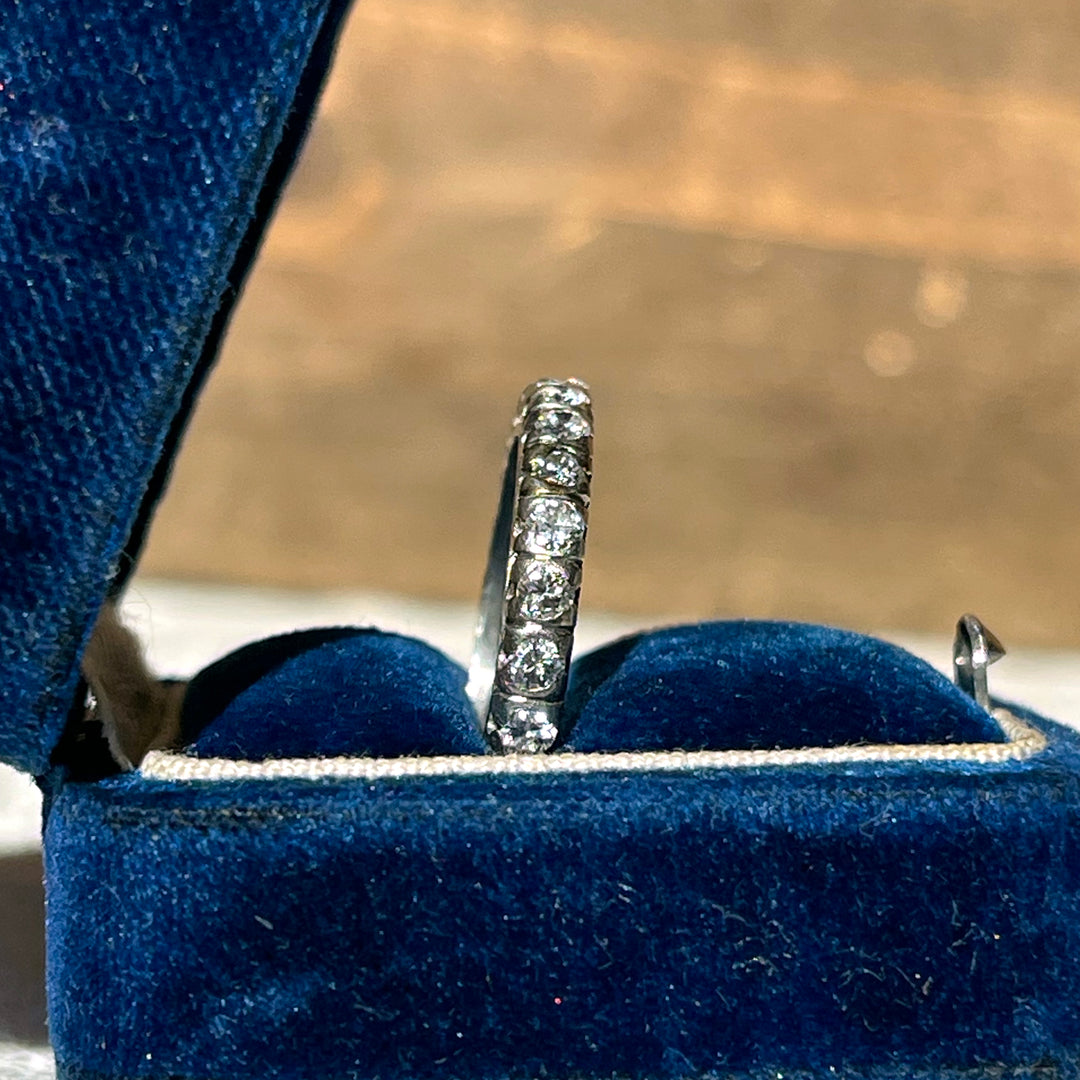 Mid Century 1950s Platinum Diamond Eternity Band Ring Wedding