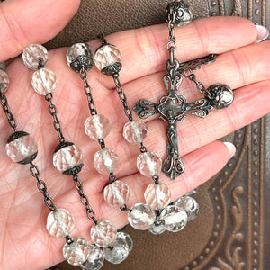 Antique French Silver Glass Beaded Rosary