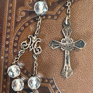 Antique French Silver Glass Beaded Rosary