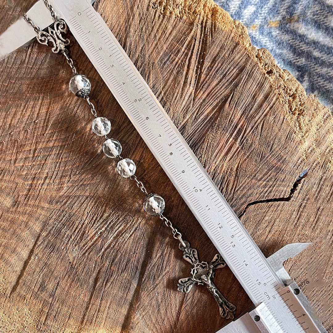 Antique French Silver Glass Beaded Rosary