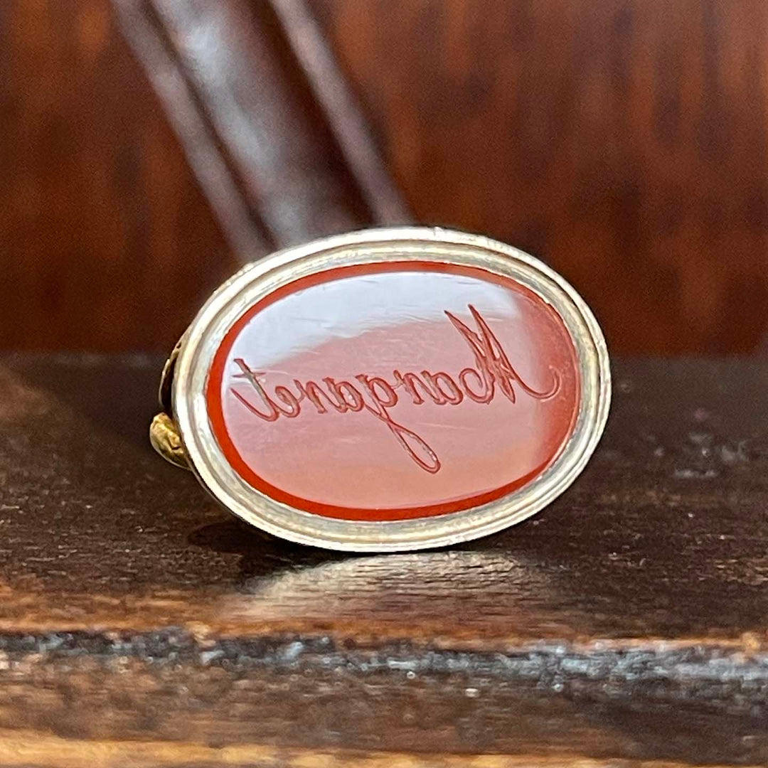 Antique Victorian 'Margaret' Carnelian Snake Fob Pendant