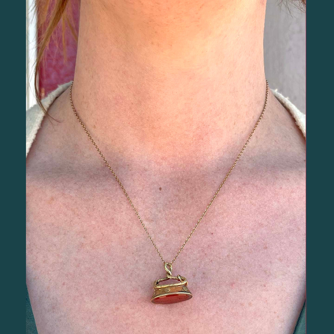 Antique Victorian 'Margaret' Carnelian Snake Fob Pendant