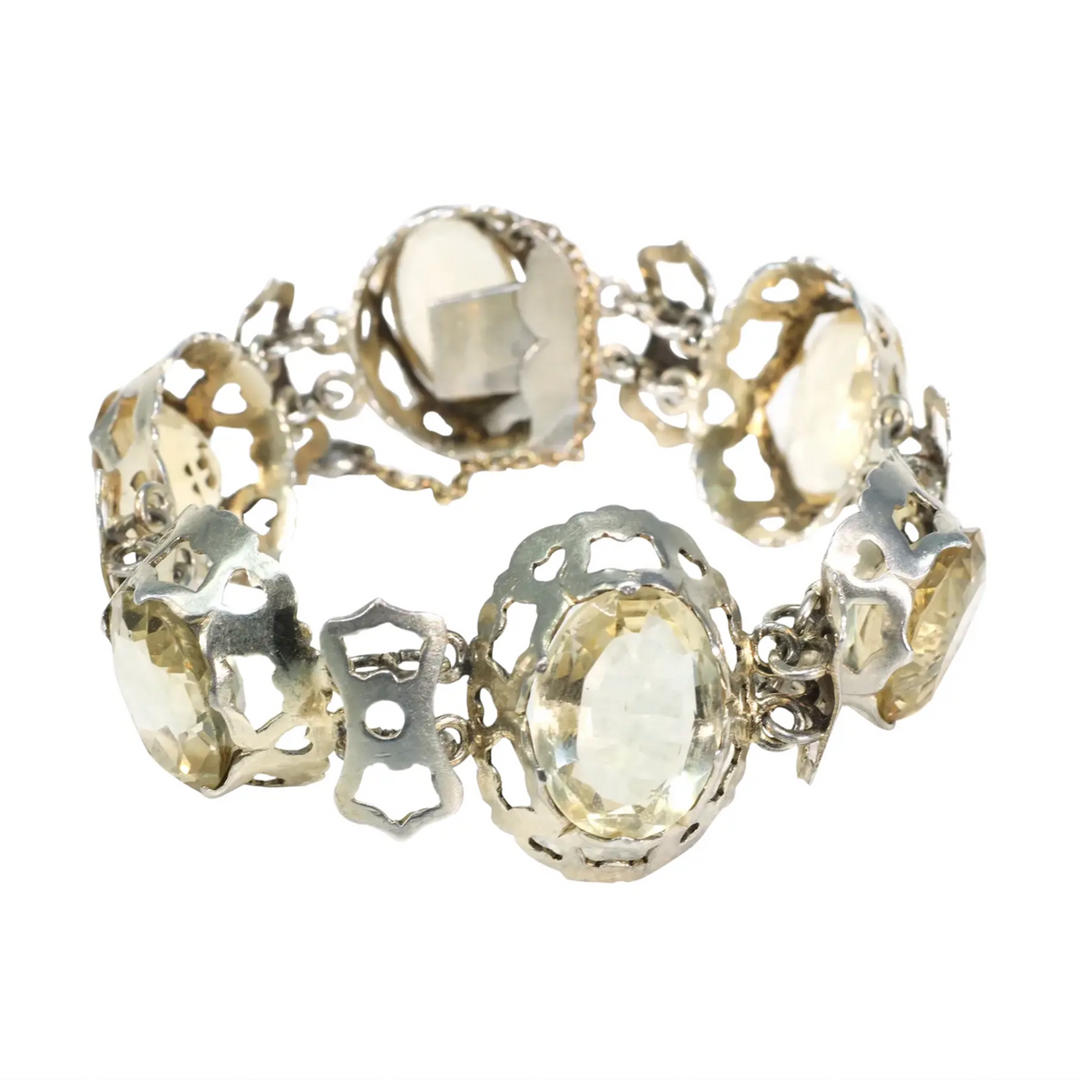 Antique Victorian Scottish Citrine Silver Bracelet 43.3cttw