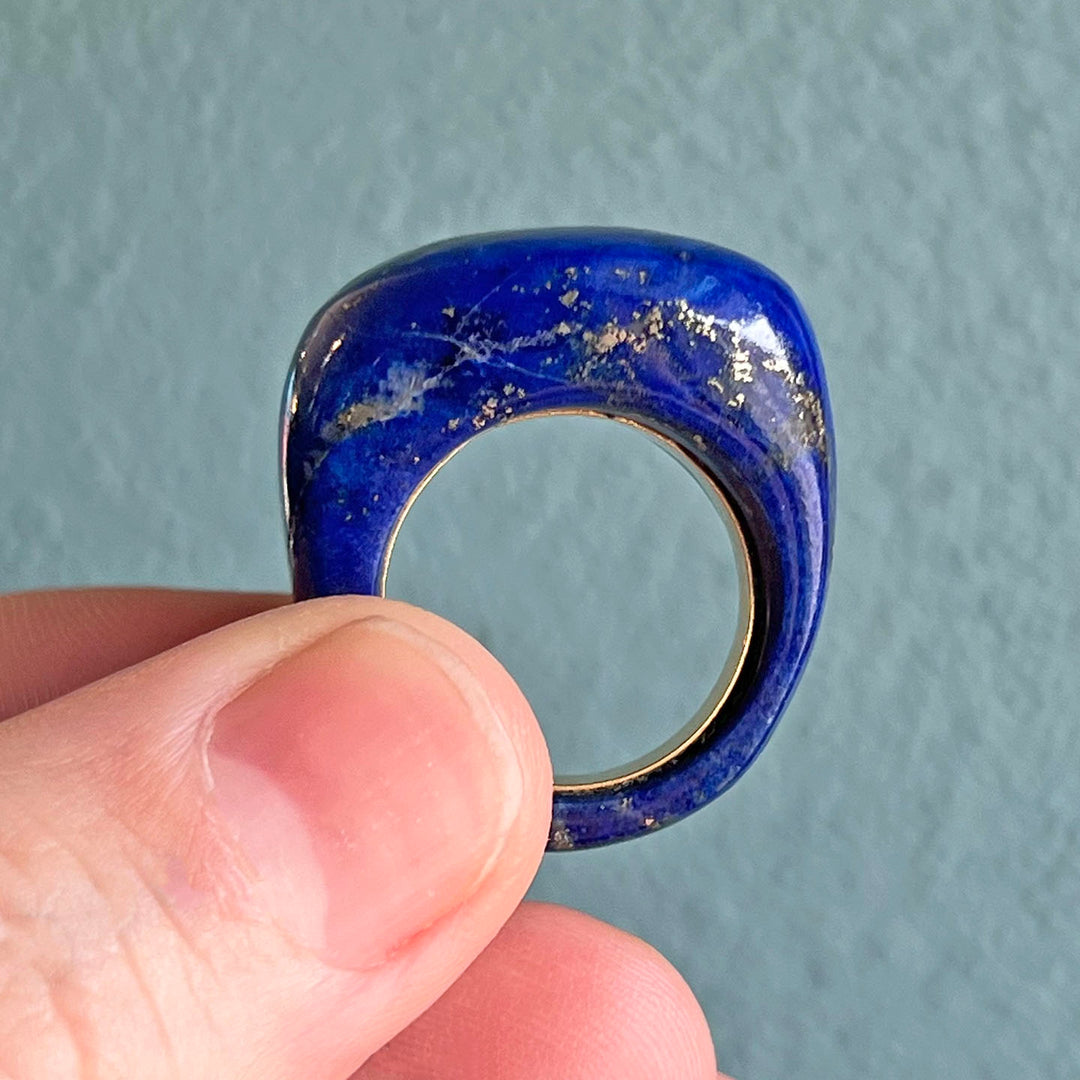 Unusual Art Deco Lapis Lazuli Ring 18k Gold c.1920