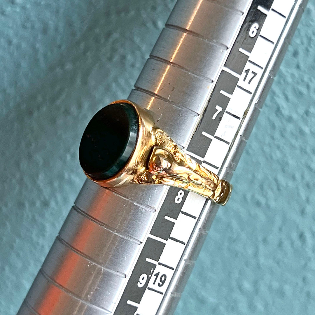 Victorian Bloodstone Intaglio Gold Ring c. 1880