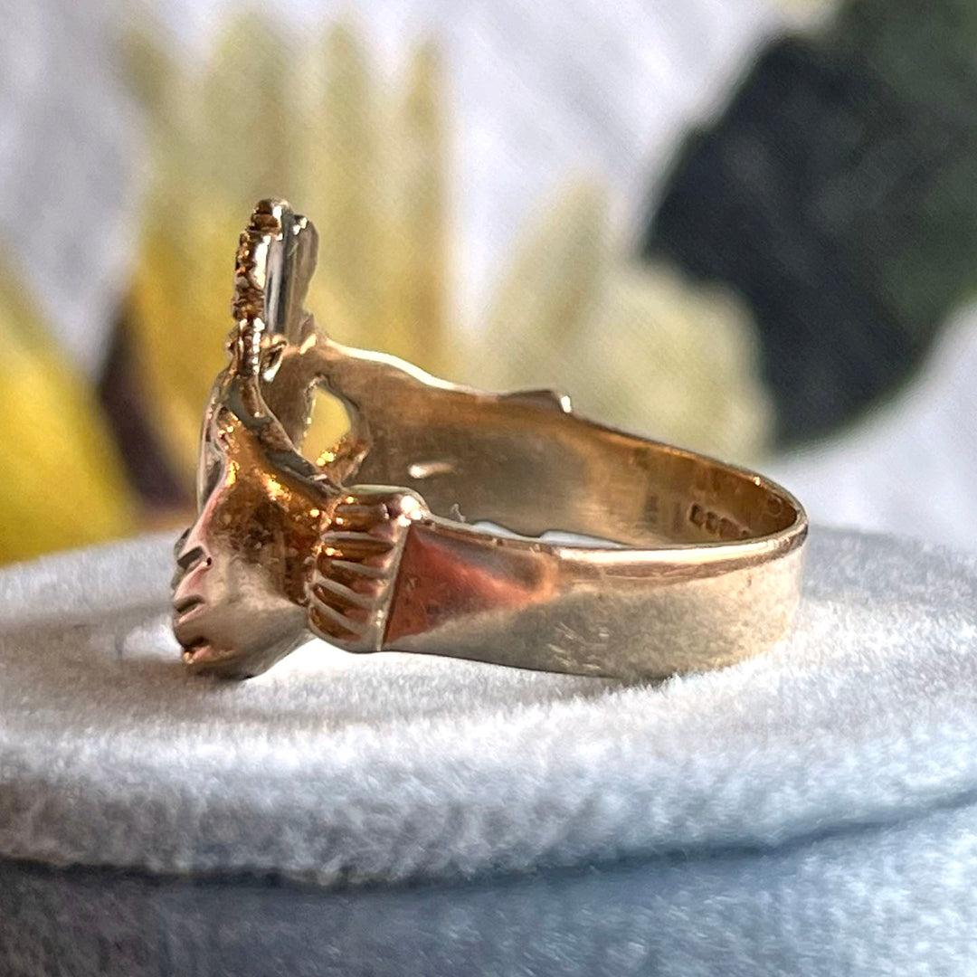 Vintage 9k Gold Men's Claddagh Ring London 1995