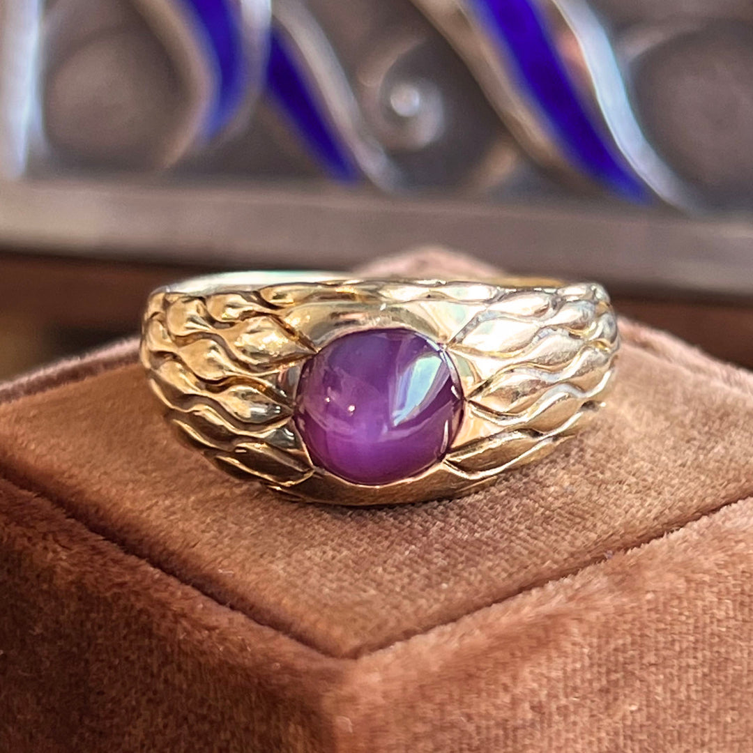 Vintage Art Deco Star Ruby Ring in 14k Gold