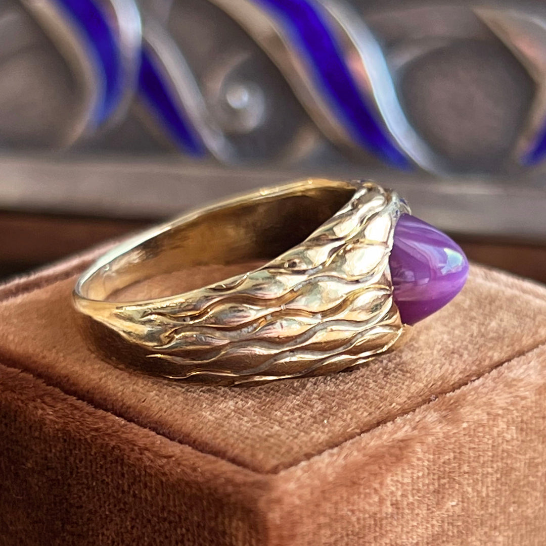 Vintage Art Deco Star Ruby Ring in 14k Gold