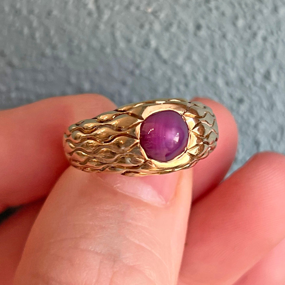 Vintage Art Deco Star Ruby Ring in 14k Gold