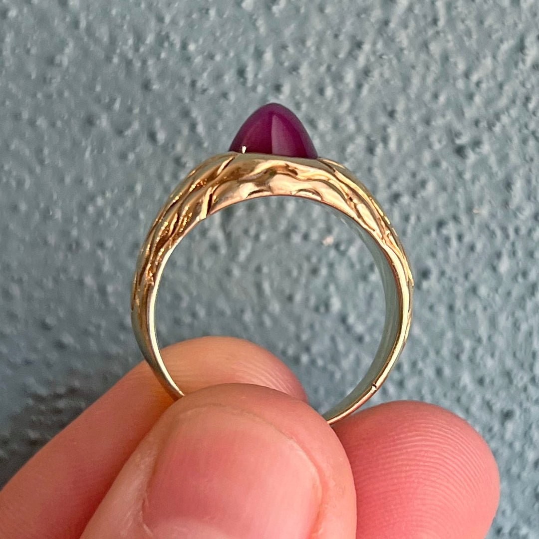 Vintage Art Deco Star Ruby Ring in 14k Gold