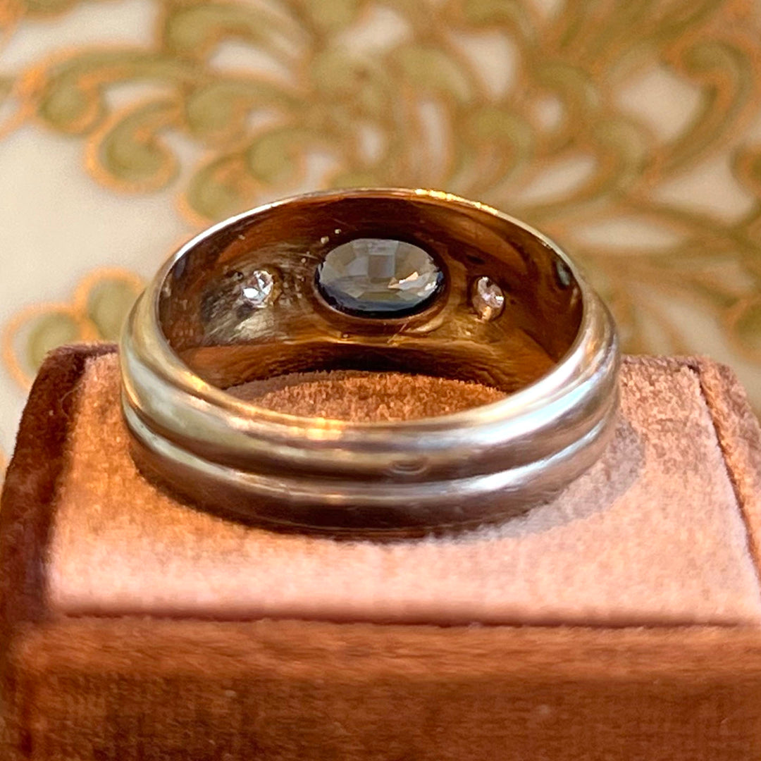 Vintage French Sapphire Diamond Gold Ring by Mellerio, c. 1940