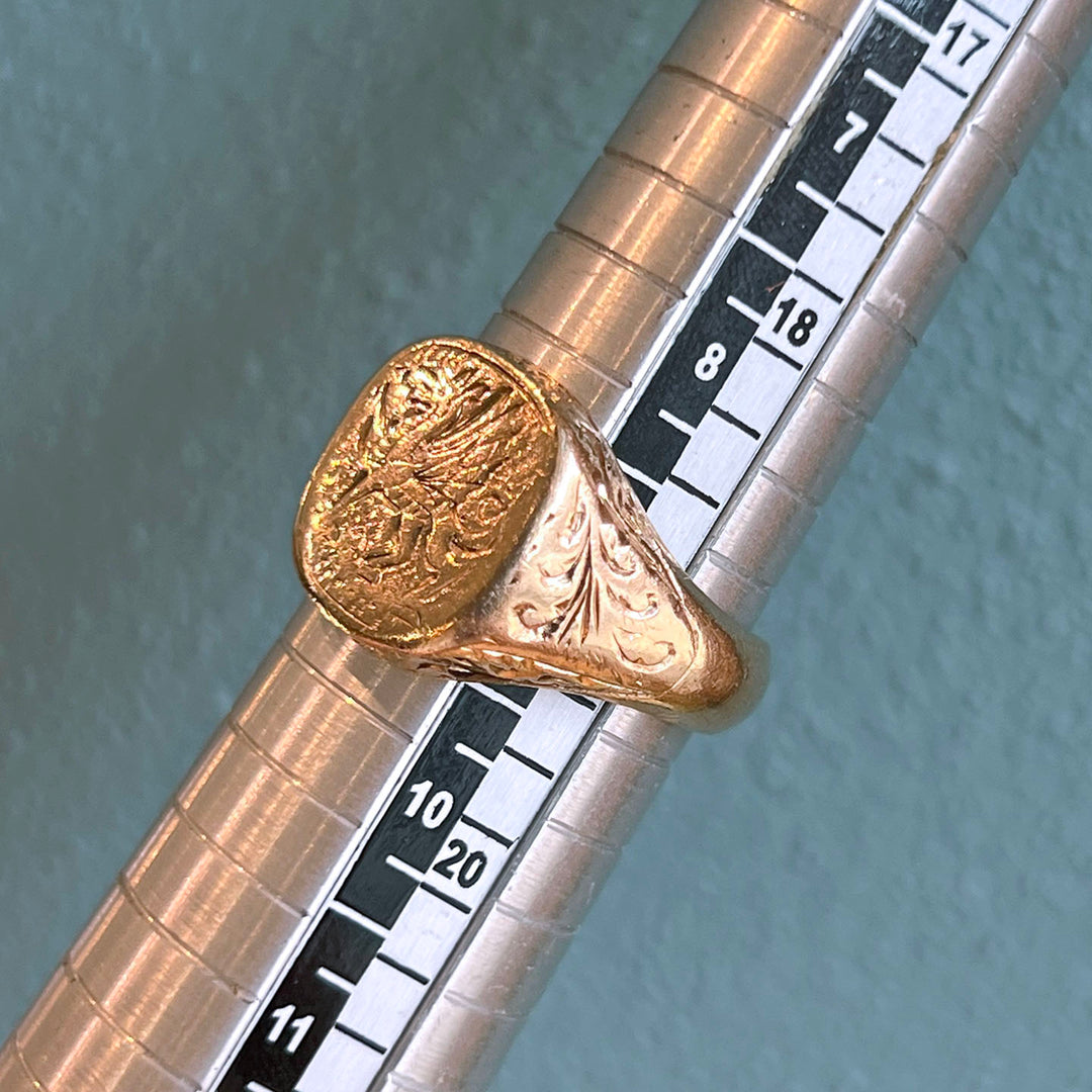 Vintage Gold Dragon Signet Ring, London 1990