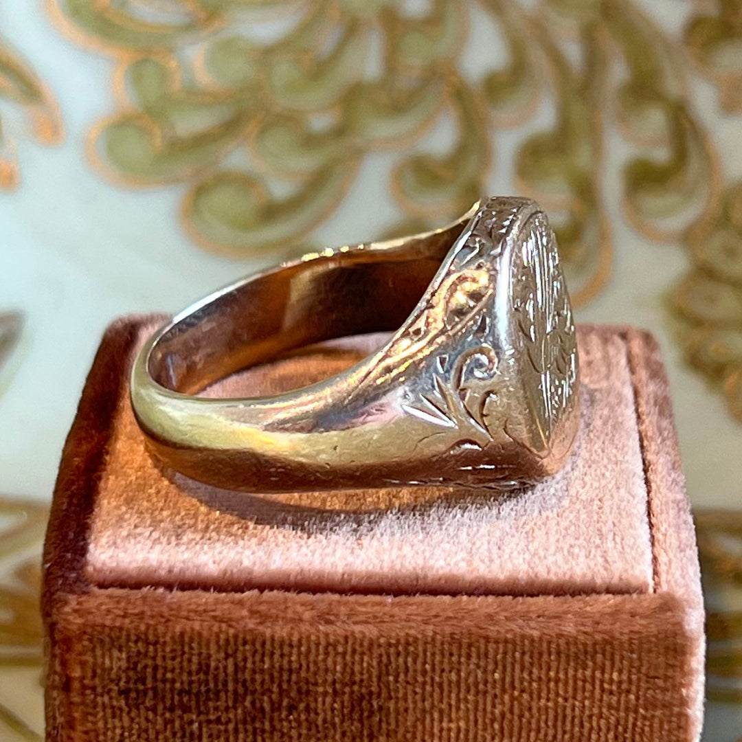 Vintage Gold Dragon Signet Ring, London 1990