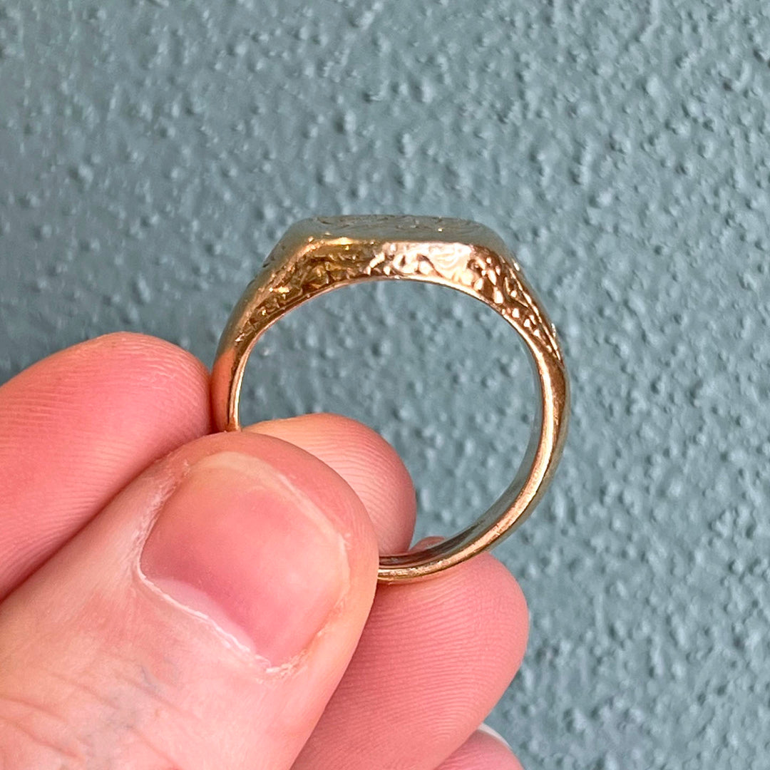 Vintage Gold Dragon Signet Ring, London 1990