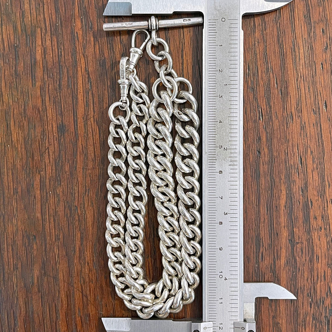 Antique Victorian Silver Watch Chain Necklace Sterling Chunky