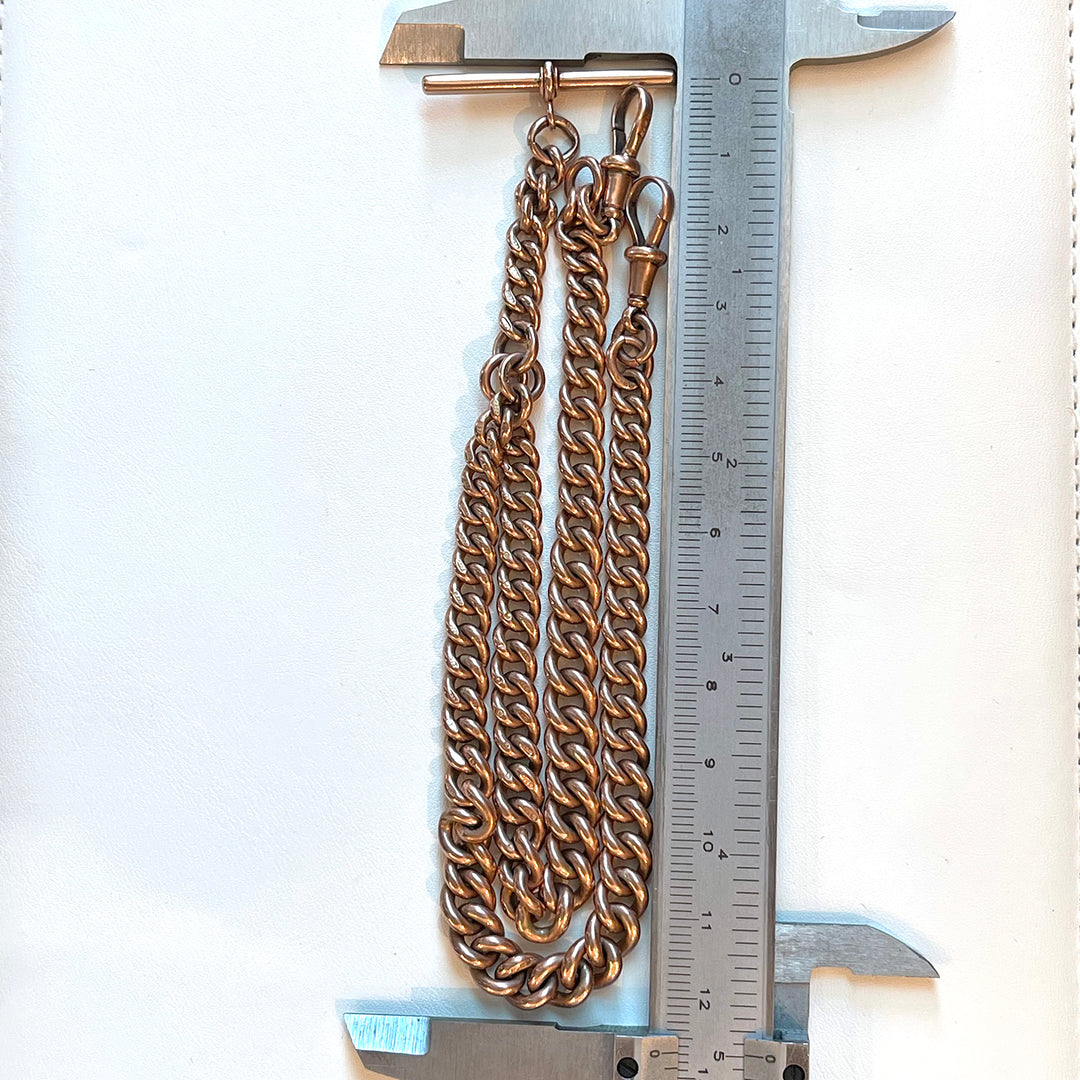 Victorian 9K Gold Curb Link Watch Chain Necklace
