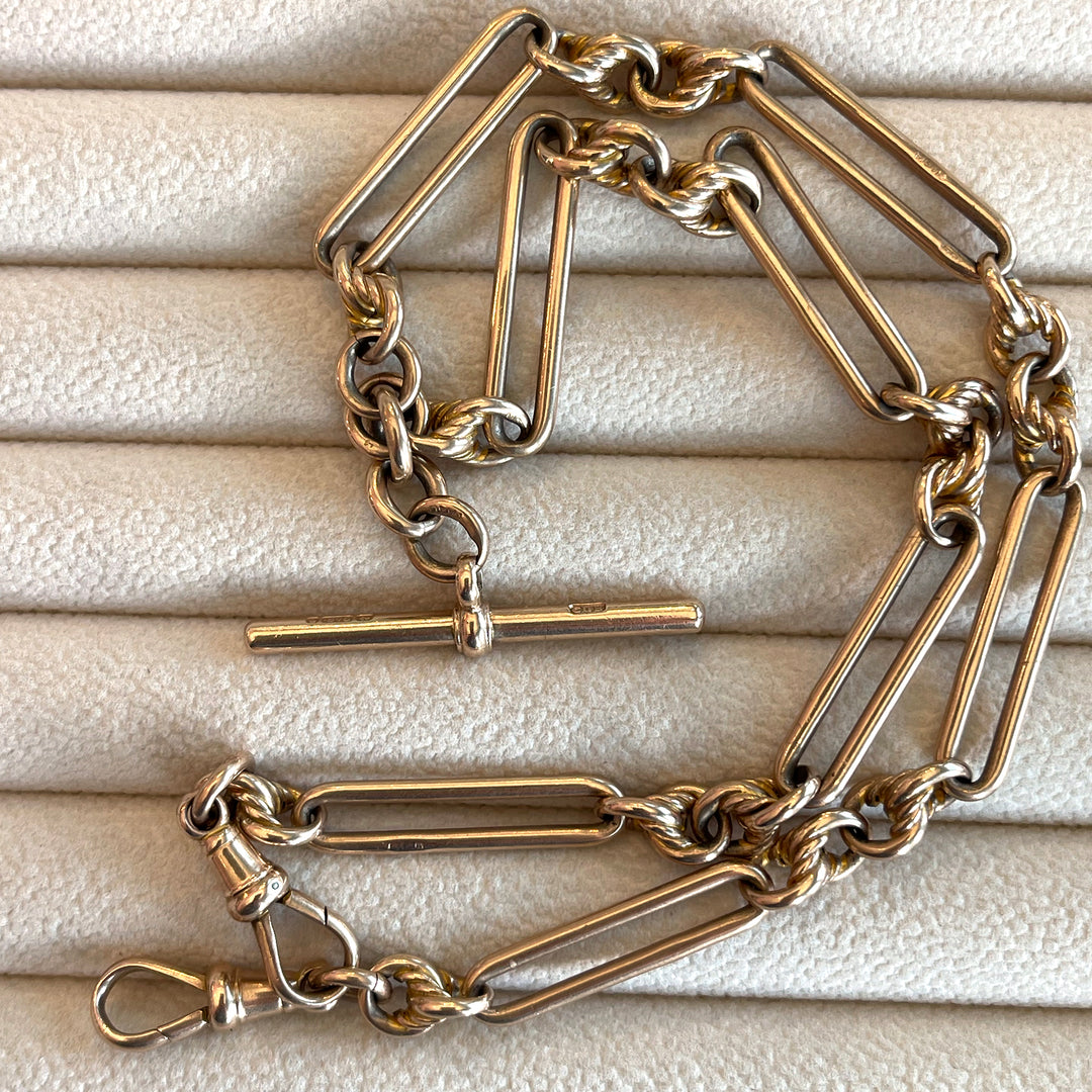 Antique Victorian Gold Watch Chain Necklace Paper Clip Link